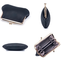 Luxe Vintage femmes petit cuir de vachette porte-monnaie portefeuille avec baiser serrure en cuir véritable Mini porte-carte sacs de rangement