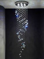 Lustre en cristal papillon créatif et personnalisé de luxe léger pour l'éclairage des escaliers et des duplex, lampe de salon, lampe de salle à manger