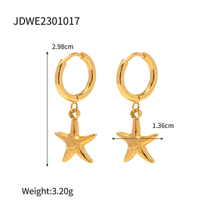 Kadınlar veya kızlar için moda takı paslanmaz çelik denizyıldızı okyanus serisi Hoop küpe - Product Image 6