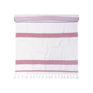 Serviette de plage en mousseline personnalisée avec logo imprimé pour adultes, séchage rapide, design cabana avec rayures en relief et sac zippé - Product Image 2