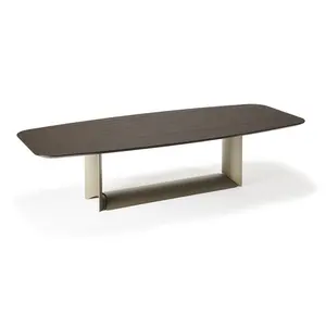 モダンで豪華な長方形のダイニング家具テーブル & 椅子人工大理石ガラスカートンスチールハイエンドダイニングテーブルセット