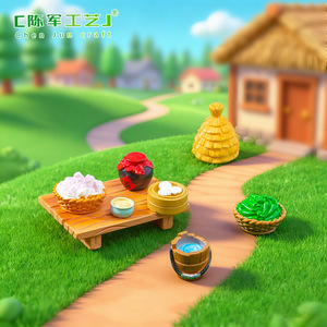 Accessoires pour micro-paysages Weij : pots à vin, bols, paquets de foin, seaux à eau en bois, piments, <span class=keywords><strong>ail</strong></span>, paniers, stea - Product Image 2