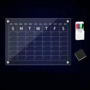 Custom Acrylic Dry Erase Board Magnetic Acrylic Calendar for Fridge with Stain Resistant Technology Acrylic Board Polyester