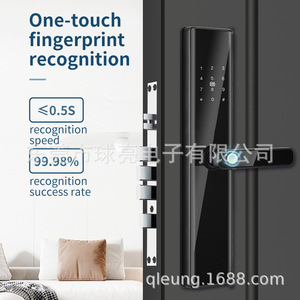 QLEUNG S819-2 <b>Smart</b> Door <b>Lock</b> Fingerprint Password Card App Control Black Aluminum Alloy Tempered Glass - Product Image 4