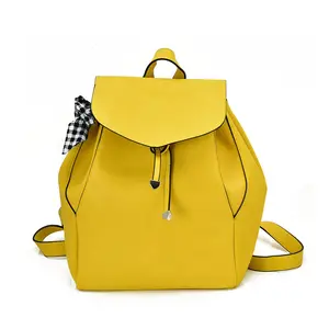 Sac à dos d'école en cuir PVC imperméable pour femme, sacoche personnalisée de couleur jaune, vente en gros, nouvelle collection