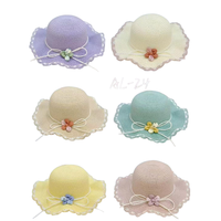 Topi Jerami Wanita Grosir untuk Musim Panas, Pantai, Santai di Luar Ruangan, Motif Bunga Berongga, Pinggiran Lebar, Dapat Dilipat, Gaya Unik