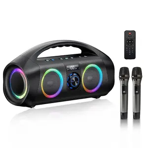 WISE TIGER 60W IPX7 Colorful Lights Karaoke Bluetooth Speaker Bass Enhancement With Mobile Power Display USB Flash Drive