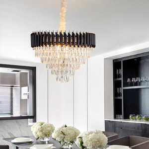 Nordic Modern Luxury LED Pendant <b>Light</b> Black Gold K9 Crystal Led <b>Chandelier</b> with Middle Size Hanging <b>Lights</b> - Product Image 3