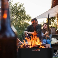 Foyer d'extérieur Portable en métal pliable avec anneau de feu, poêle en fer pour Camping en plein air, pique-nique dans la cour, foyer de feu pour barbecue