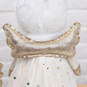 Nuova Bambola Angelo <span class=keywords><strong>di</strong></span> <span class=keywords><strong>Natale</strong></span> in Peluche, Angelo Bianco Decorato con Stelle, Giocattolo Natalizio Fatto a Mano con Ali Dorate - Product Image 4