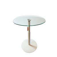 Table basse moderne à hauteur réglable avec suspension, cadre métallique élégant, plateau en verre trempé, finition blanche, garantie 1 an, design élégant
