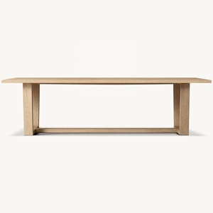Tavolo da Pranzo RH Moderno in Rovere Americano con Base a Cavalletto Angolata, Grande Tavolo da Cena, Lussuoso Tavolo da Refettorio in Legno Massello - Product Image 2