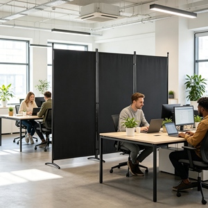 Cloison de séparation de pièce 3 pièces avec base arquée stable 255x180cm, cloison pliante en tissu pour la maison, le bureau et la décoration de <span class=keywords><strong>studio</strong></span> commercial - Product Image 2