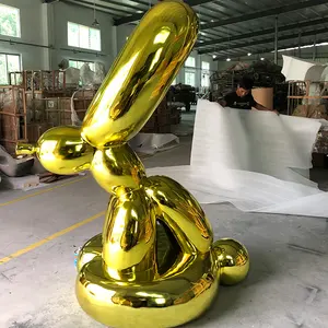 Patung anjing balon duduk popek besar serat kaca patung hewan resin