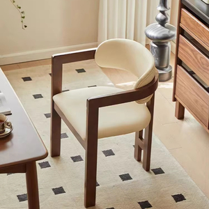 Sillón de salón moderno Silla de comedor Tela tapizada Cojín de cuero negro Marco de madera maciza Silla de <span class=keywords><strong>Pamplona</strong></span> - Product Image 1