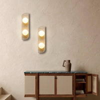 Applique murale Wabi Sabi en verre blanc, lampe de chevet, de couloir, de hall d'entrée, style nordique moderne, avec pierre de grotte jaune créative, luminaire d'escalier, Lamparas