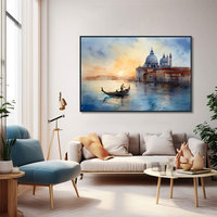 Peinture à l'huile abstraite moderne originale, peinte à la main, texture 3D, style religieux islamique, paysage marin, toile, décoration intérieure