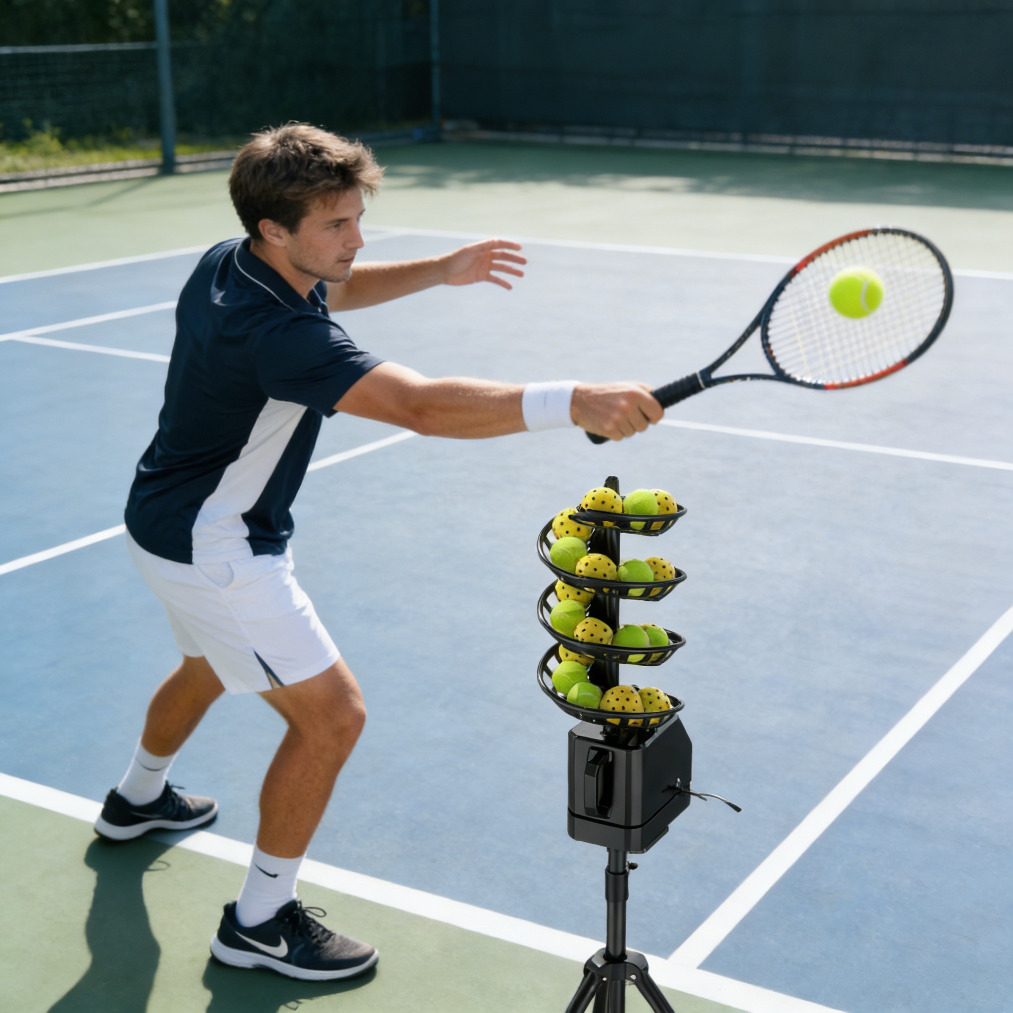 Wholesale Tennis Ball Launcher Machine Sturdy Tennis Ball Machine with Net for Tennis Training Center