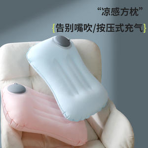 หมอนเป่าลมสีฟ้าทรงสี่เหลี่ยมผืนผ้าหนา 7 ซม. แบบพกพาสำหรับตั้งแคมป์กลางแจ้งพับเก็บได้พนักพิงหลัง - Product Image 4