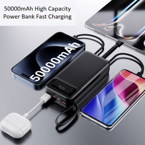 <span class=keywords><strong>Batterie</strong></span> <span class=keywords><strong>externe</strong></span> haute capacité 50000 mAh, charge rapide 22,5 W, câbles de charge intégrés, compatible avec les téléphones, les montres et les écouteurs - Product Image 2