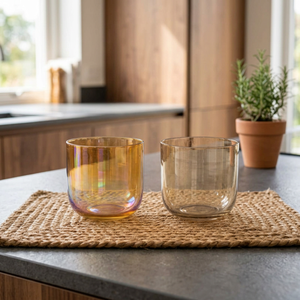 Portavelas Redondo de Vidrio Ámbar con Tapa, Brillante e Iridiscente, Resistente al Calor, para Decoración del Hogar - Product Image 3
