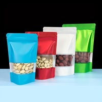 Sachets personnalisés imprimés en couleur, en aluminium et Mylar, avec fermeture éclair et fenêtre, pour l'emballage de snacks, de café en grains