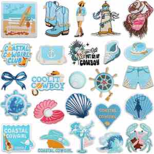 Nouvelle Patch thermocollant brodé style Western côtier, motifs Cowgirl, Coucher de soleil, Plage, Vague, Cheval, Coquillage, Perle, Bottes, pour la décoration de chapeaux et vêtements - Product Image 4