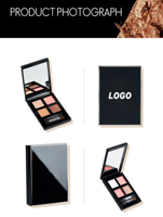 Private Label Palette d'ombres à paupières 4 couleurs Logo personnalisé Sparkle Brown Pigment Glitter Shimmer Matte Eyeshadow Makeup Plate Powder