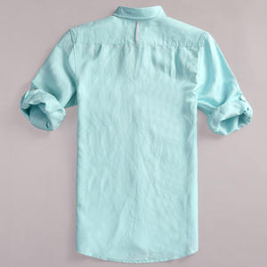 Estiva mezza manica con passante <span class=keywords><strong>camicia</strong></span> di <span class=keywords><strong>lino</strong></span> due tasche con patta Slim Fit <span class=keywords><strong>camicia</strong></span> Casual in <span class=keywords><strong>lino</strong></span> cotone per gli uomini - Product Image 4