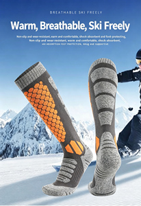 Calcetines de Esquí Cálidos y Transpirables al por Mayor, Calcetines Térmicos de Algodón hasta la Rodilla, para Deportes al Aire Libre, Senderismo, con Patrón Geométrico, para Hombre y Mujer, Calcetines de Invierno - Product Image 2