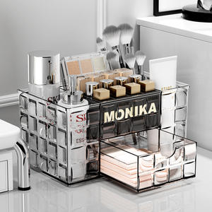 Boîte de rangement cosmétique Monika avec tiroirs, organisateur de maquillage de grande capacité pour table de maquillage, boîte de rangement en plastique - Product Image 1