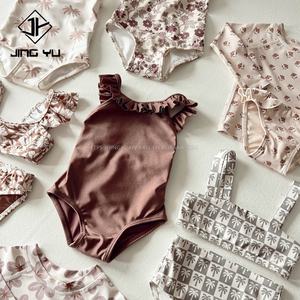 Maillot de bain pour enfant avec étiquette personnalisée, bikini à haute élasticité, floral, respirant, une pièce, maillot de bain pour tout-petit, vêtements de bain pour enfant - Product Image 2