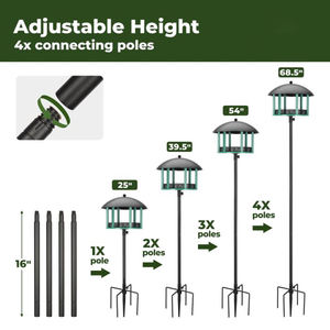 Jh-Mech Vogelhuisje Stand 2 Vogelhuisjes Vogels Van Alle Maten Grote Zaadcapaciteit Smeedijzeren Vogelvoederstands - Product Image 3