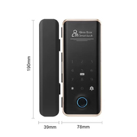 Tuya Wifi App Cerradura de puerta de vidrio Ttlock Ble Cerradura de vidrio inteligente digital Seguridad Código de huella digital Tarjeta sin llave Cerradura de vidrio inteligente