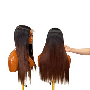 Pelucas al por mayor Shinhair 1B con cierre de encaje frontal 1/4, sin pegamento, con cabello de bebé, 250% de densidad, para cabello humano vietnamita teñido - Product Image 1