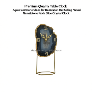 Premium Quality Table Clock Agate Gemstone Clock for Decoration Hot Selling Natural Agate Gemstone Rock Slice <b>Crystal</b> Clock - Product Image 1