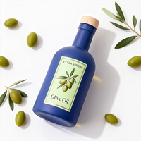 Bouteille d'huile d'olive ronde en verre vert de qualité supérieure personnalisée de luxe 100 ml 200 ml 375 ml 500 ml 750 ml
