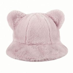 Wholesale Fashion Adult Fluffy Faux Fur Travel Casual All Seasons Bucket <b>Hats</b> with Removable Ears <b>for</b> Women - Product Image 2