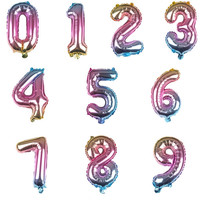 Ballons Chiffres 16'' - Or, Argent, Rose, Bleu pour Halloween, Baby Shower, Anniversaires et Mariages - Ballons en Aluminium à l'Hélium