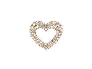 Colgante de oro blanco de 18 quilates con doble capa de diamantes en forma de corazón, joyería romántica de lujo para mujer - Product Image 3