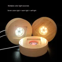 Lampe de nuit 3D créative en bois massif USB/Type-C, design moderne, base lumineuse, LED blanc chaud, alimentation par prise secteur, salon