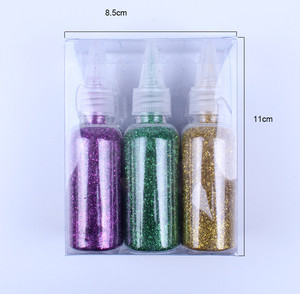 Poudre à paillettes de <span class=keywords><strong>sable</strong></span> pour enfants, accessoire hexagonal non toxique, bricolage laser, dans un bouteille à bouche pointu, 10 pièces - Product Image 3