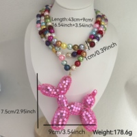 Collier tendance à grosses perles, couleur et taille personnalisables, avec pendentif chien ballon romantique et adorable, bijoux pour fêtes et vacances