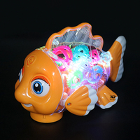 Longxi mainan Robot ikan badut lucu, mainan Robot ikan perlengkapan transparan Anemonefish lampu berkedip mainan plastik untuk anak-anak