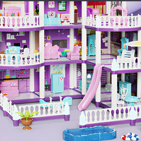 Ensemble de blocs de construction créatifs pour enfants - Jouet éducatif à assembler soi-même avec des briques colorées, jeu de rôle imaginatif, cadeau violet