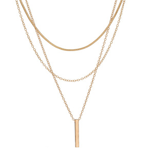 Collana a strati con ciondolo a barra da donna, catena minimalista per clavicola, gioielli alla moda per tutti i giorni - Product Image 4