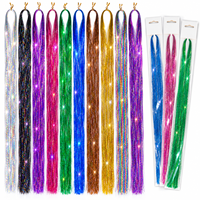 Extensions de cheveux scintillantes colorées de 47 pouces, accessoires pour cheveux pour femmes, enfants, filles, fête, festival, tresses, styles DIY