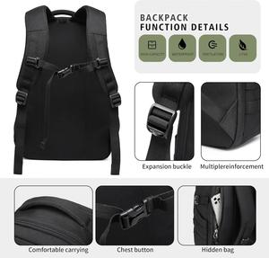 Sac à dos tactique en denim avec fermeture éclair, motif uni, bretelles – Petit sac d'assaut noir pour homme - Product Image 5