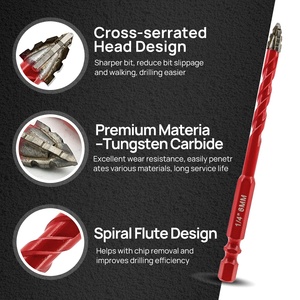 Nhanh chóng phù hợp với cacbua vonfram khô & ướt khoan <span class=keywords><strong>bit</strong></span> hợp kim tam giác Xoắn sáo chéo Xoắn khoan <span class=keywords><strong>bit</strong></span> cho Gạch gốm thủy tinh - Product Image 5