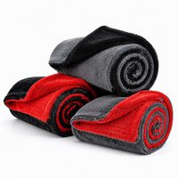 Serviette de voiture en microfibre double face à boucles torsadées, chenille bicolore, pour le séchage et le detailing automobile, logo personnalisé, vente en gros